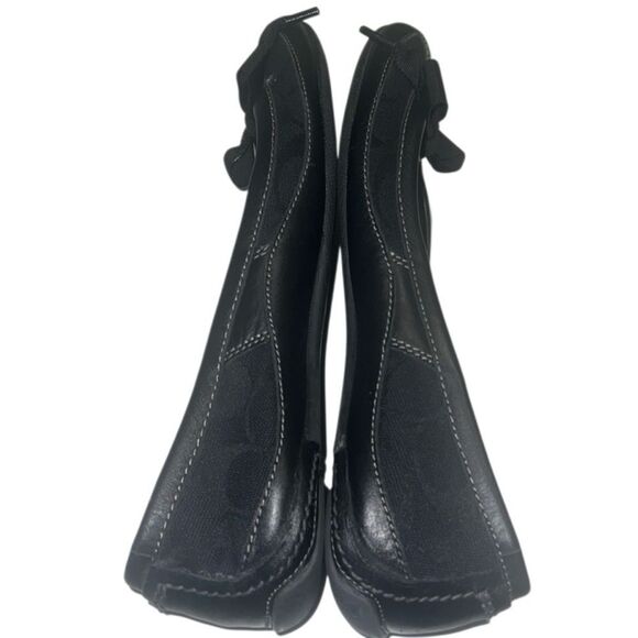 Coach Sarah Black Leather C Logo Ribbon Bow Accent Slip On Flats Size 7.5 - Picture 6 of 10